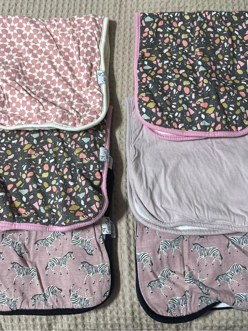 Copper Pearl Bibs & Burp Cloths